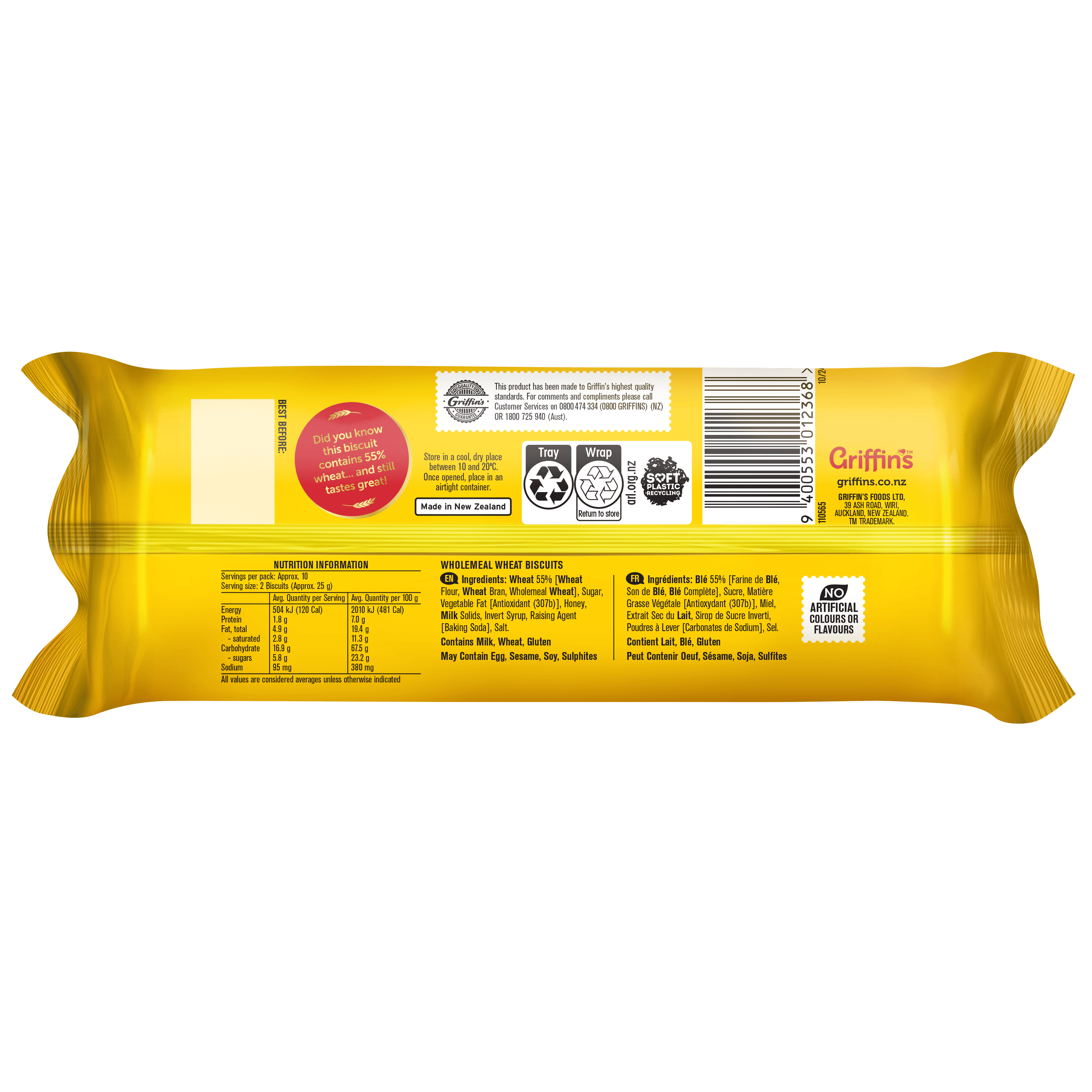 41519 Digestive Plain Wheat 24x250g Render BACK
